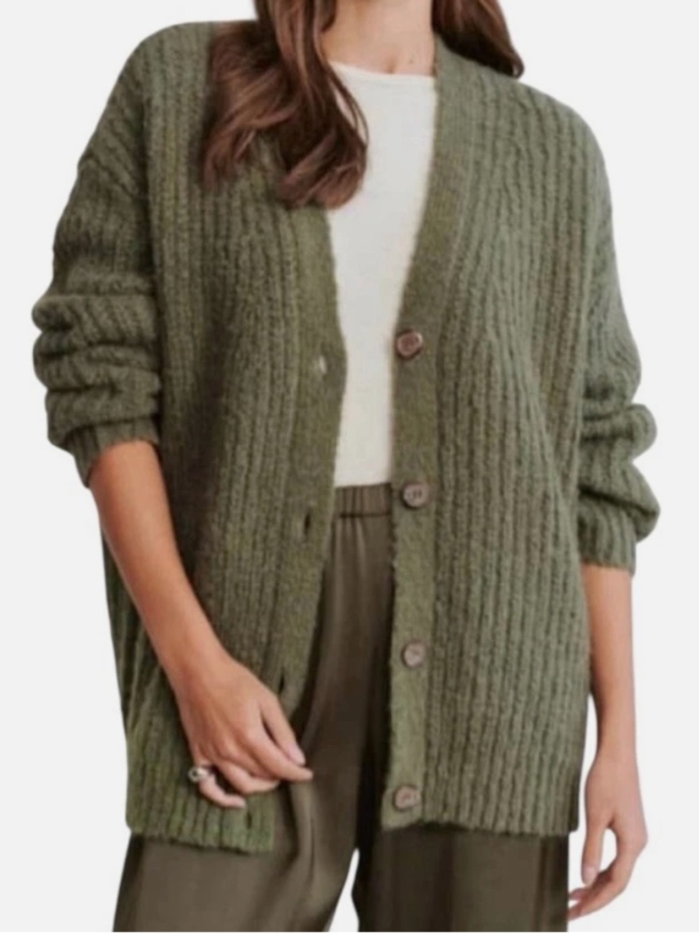Jenni Kayne Alpaca Wool Blend Cocoon Cardigan in Olive